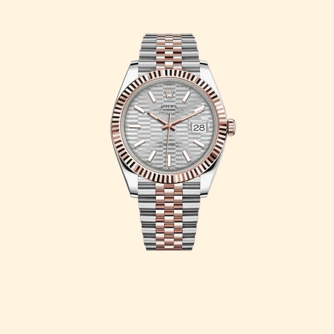 Datejust 41 41mm Jubilee Bracelet Oystersteel and Everose Gold with Silver Fluted-Motif Dial Fluted Bezel Ref. 126331
