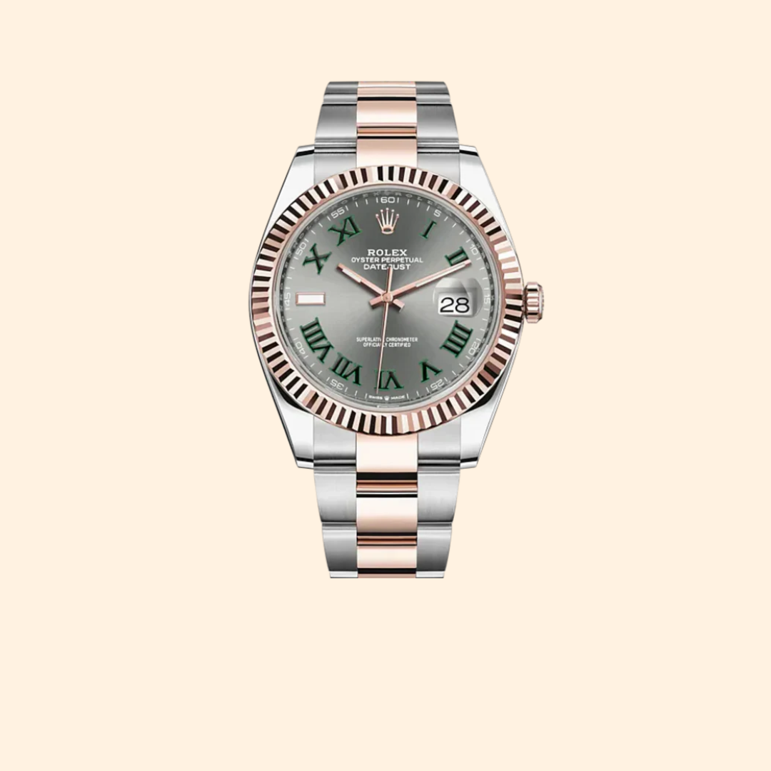 Datejust 41 41mm Oyster Bracelet Oystersteel and Everose Gold with Slate Dial Fluted Bezel Ref. 126331