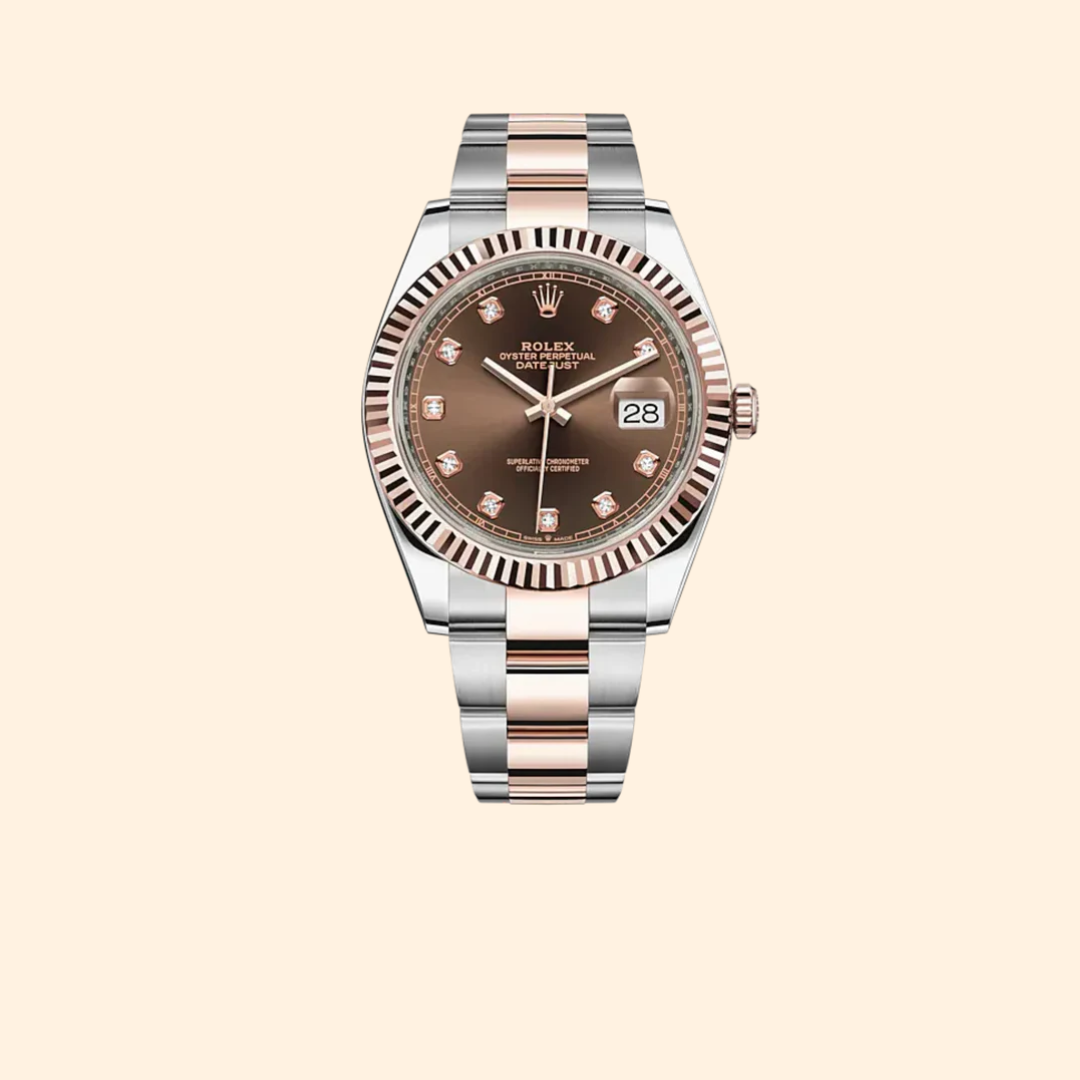 Datejust 41 41mm Oyster Bracelet Oystersteel and Everose Gold with Chocolate Diamond-Set Dial Fluted Bezel Ref. 126331