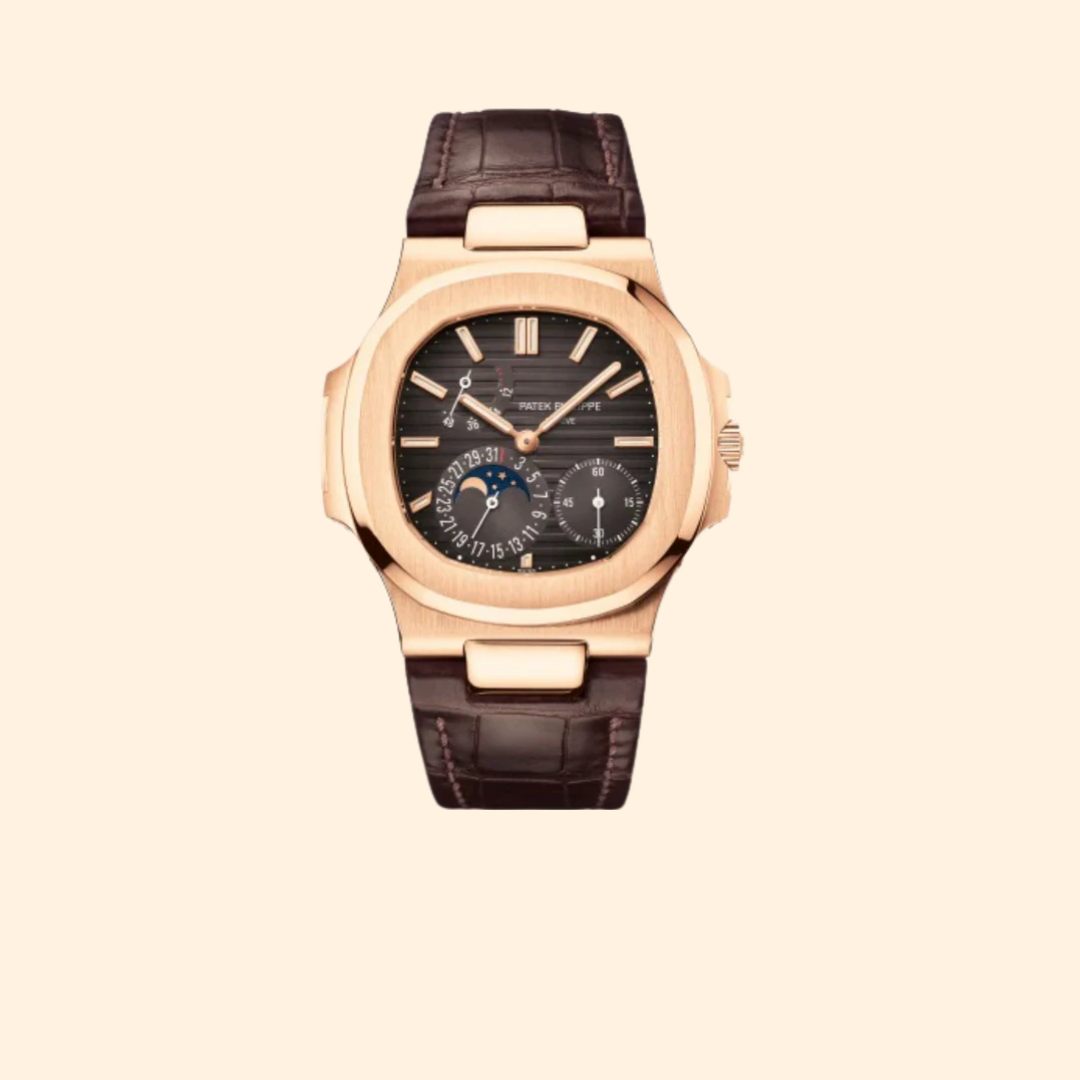 Patek Philippe Nautilus Ref. 5712R-001 40mm Rose Gold Matte Dark Brown Alligator Strap Black Brown Embossed Dial Rose Gold Bezel