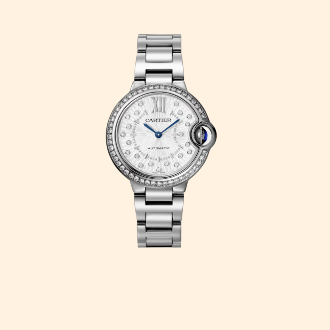 Ballon Bleu de Cartier 33 mm Stainless Steel Silver Dial with Diamonds