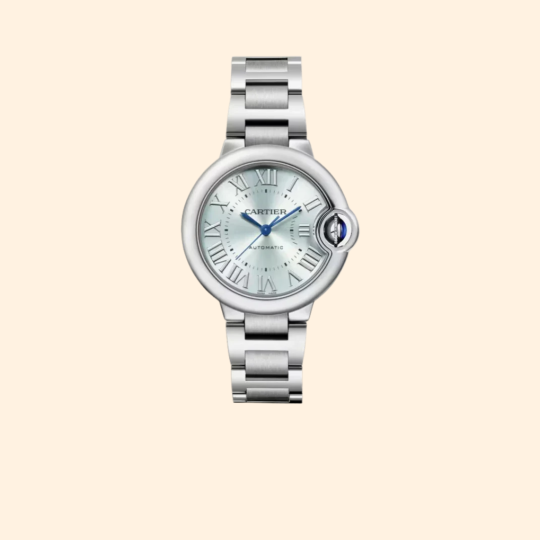 Ballon Bleu de Cartier 33 mm Stainless Steel Blue Silvered Sunray Brushed Dial