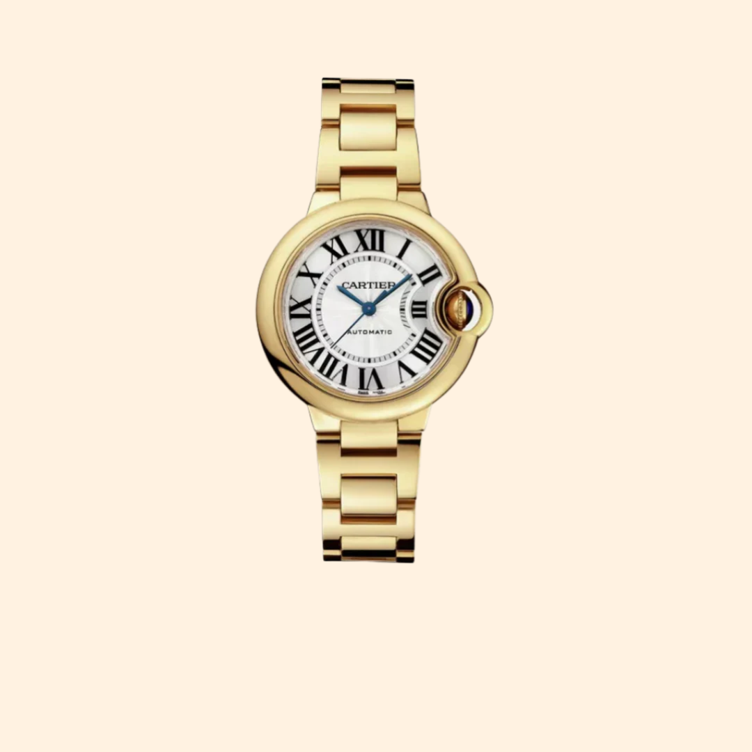 Ballon Bleu de Cartier 33 mm Yellow Gold Silver Guilloché Dial