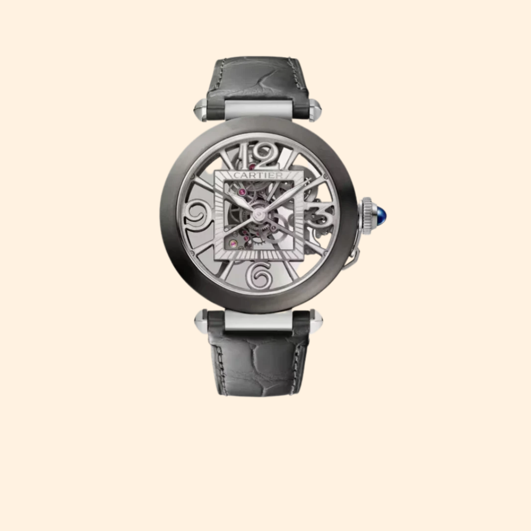 Pasha de Cartier Skeleton 41 mm Black ADLC Steel