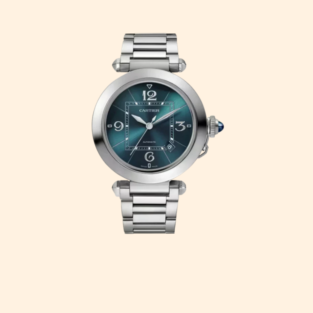 Pasha de Cartier 41 mm Stainless Steel Blue Sunray Brushed Dial