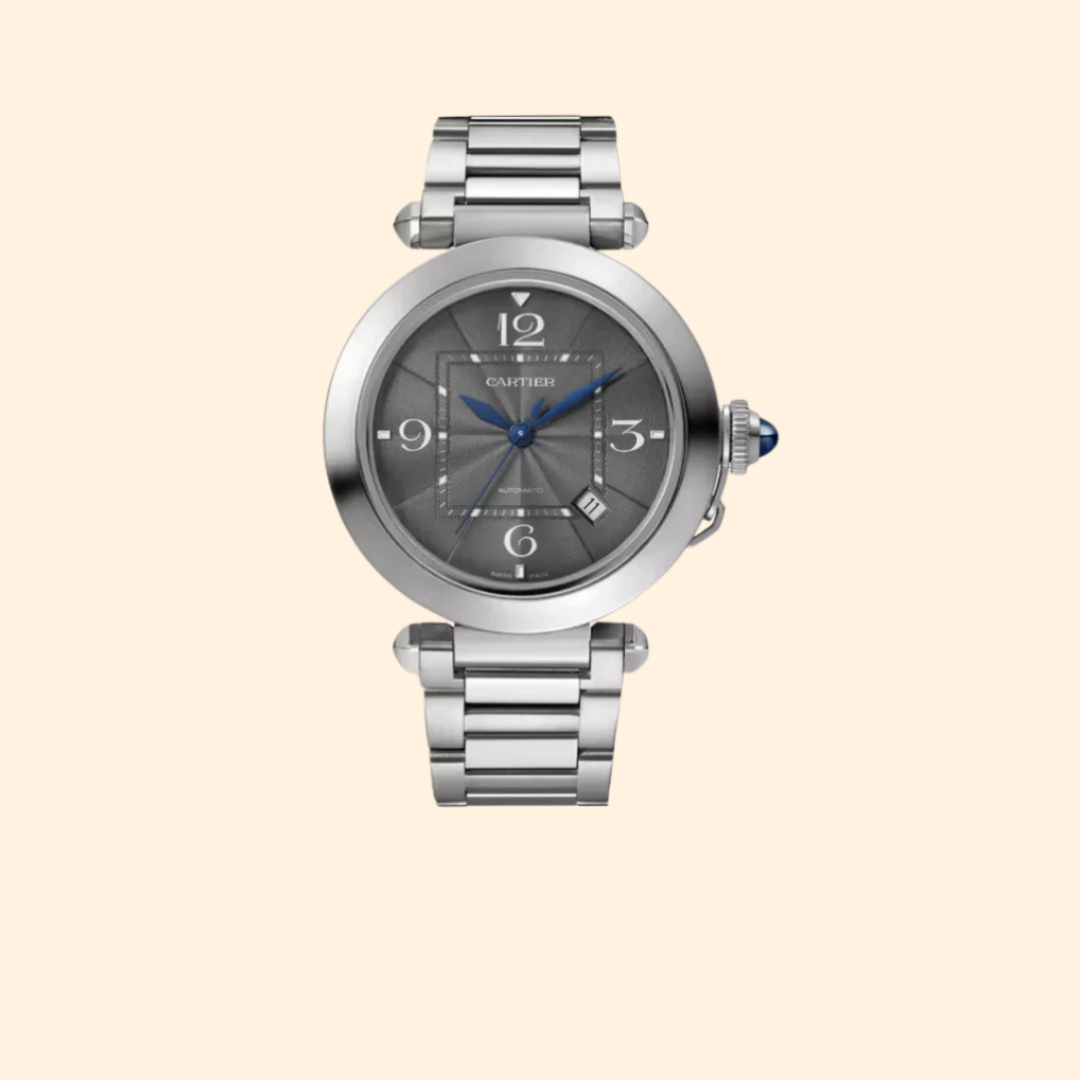 Pasha de Cartier 41 mm Stainless Steel Anthracite Flinqué Dial