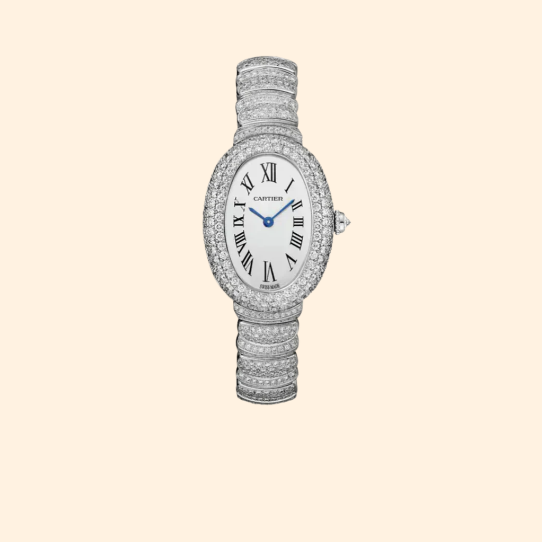 Baignoire De Cartier 31 mm Rhodium Finish White Gold with Silver Dial