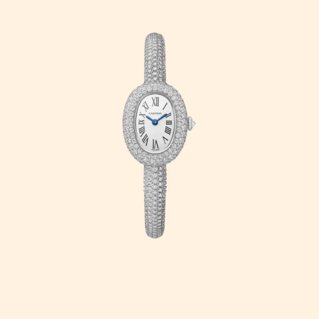 Baignoire de Cartier 25 mm – Rhodium Finish 18k White Gold, Silver Dial (Size 16)