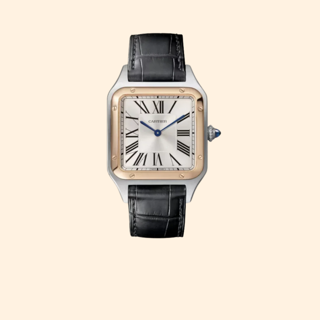 Cartier Santos-Dumont 44 mm Stainless Steel & 18k Rose Gold with Silver Dial