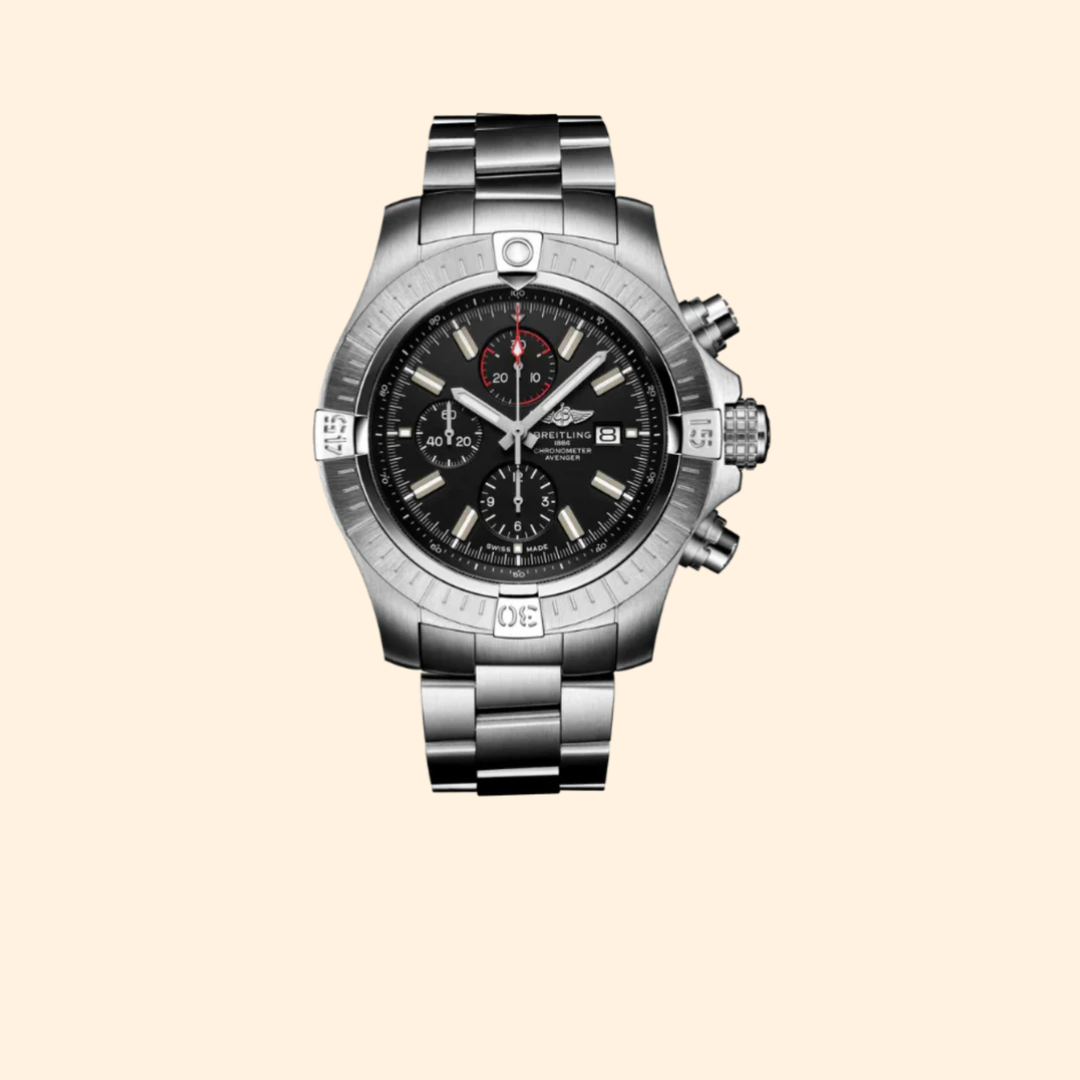 Breitling Super Avenger Chronograph 48 MM Stainless Steel Black Dial