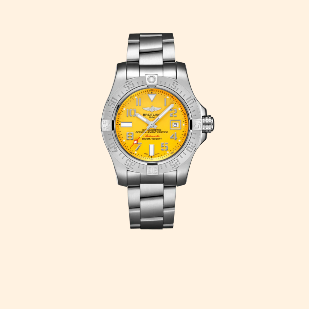 Breitling Avenger II Seawolf 45MM Stainless Steel with Yellow Dial