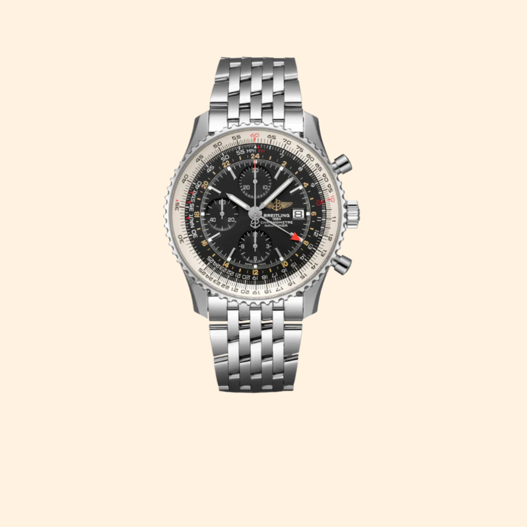 Breitling Navitimer Chronograph GMT 46 MM Stainless Steel With Black Dial