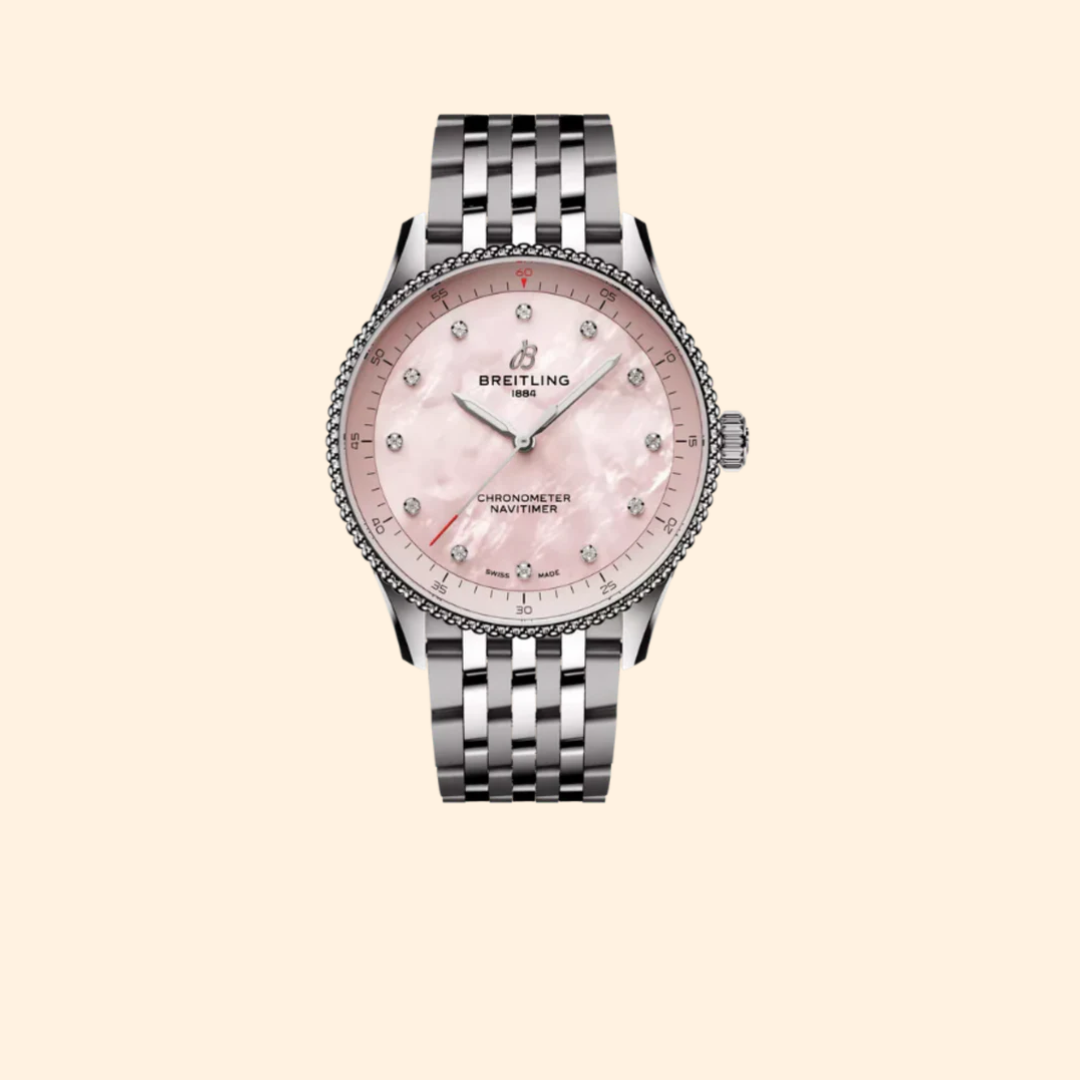 Breitling Navitimer 32 mm Stainless Steel with Pink Mother of Pearl Dial