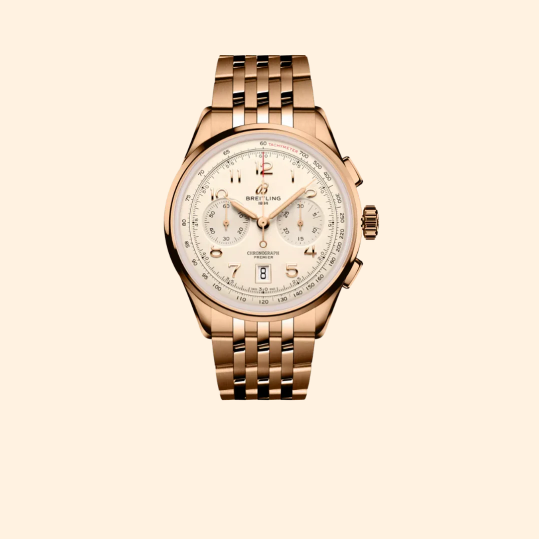 Breitling Premier B01 Chronograph 42 18k Rose Gold Cream Dial