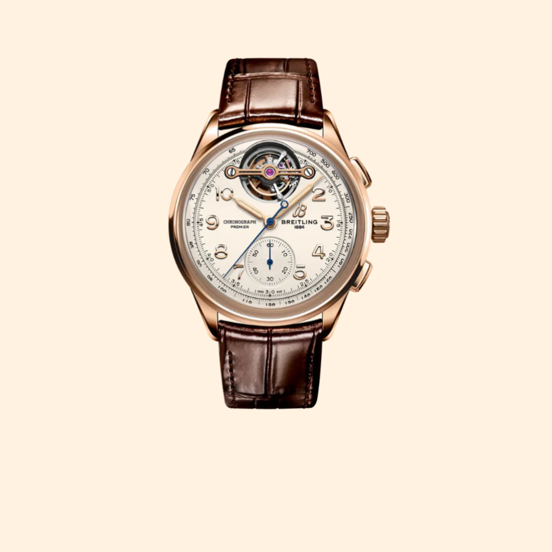 Breitling Premier B21 Chronograph Tourbillon Leon Breitling 42mm 18k Rose Gold Cream Dial