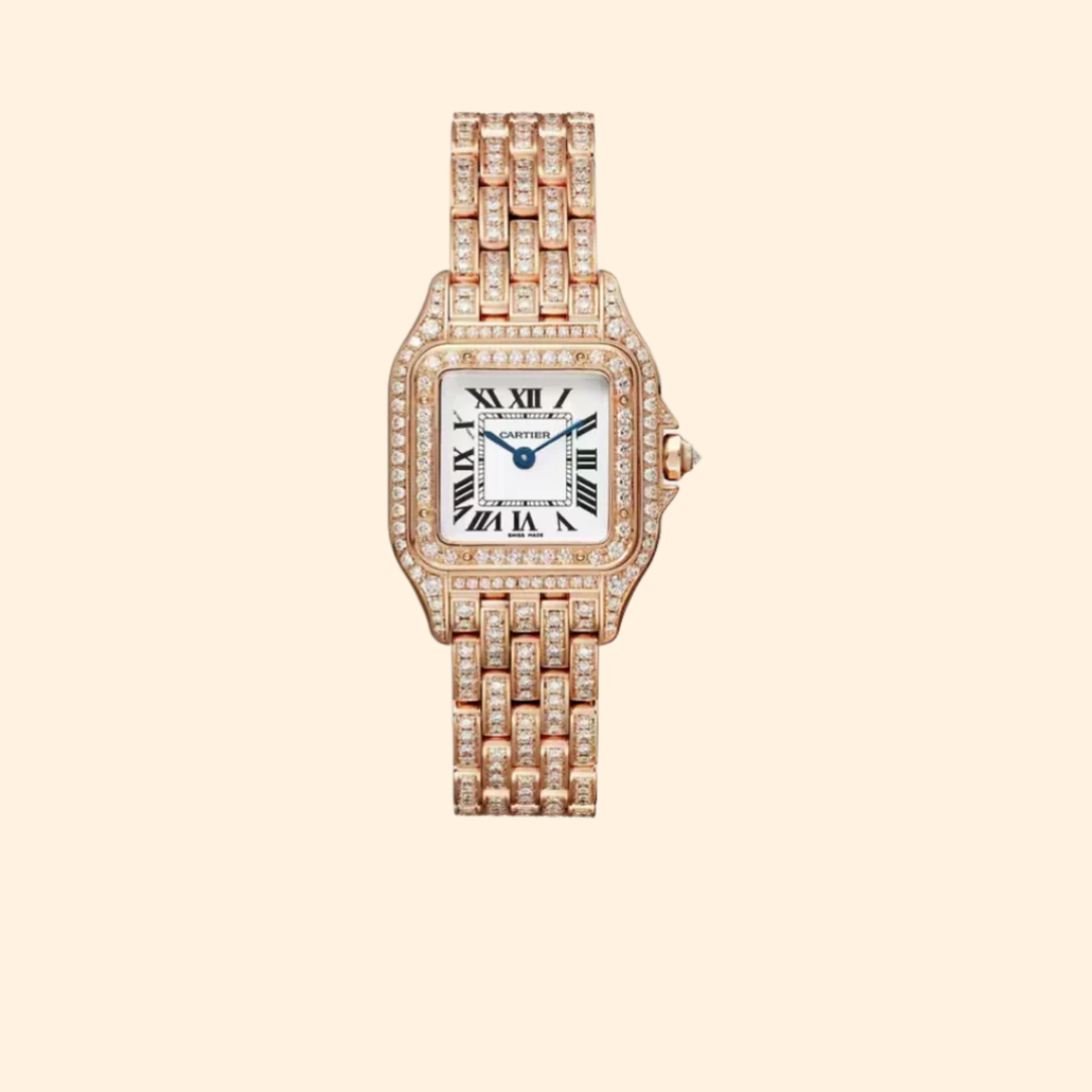 Panthère de Cartier Cuff 30 mm Rose Gold with White Dial