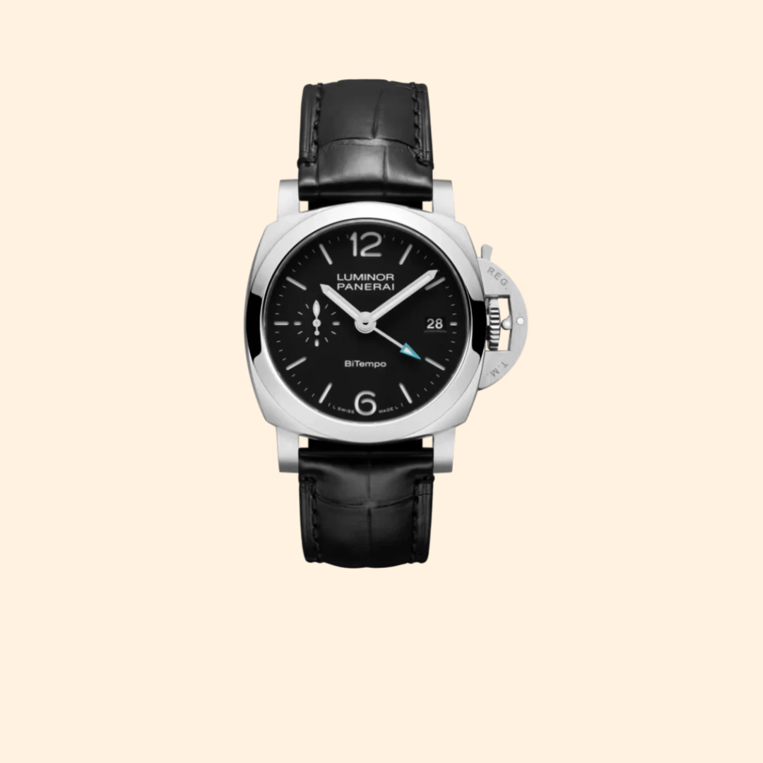 Panerai Luminor Quaranta BiTempo PAM01365 — 40 mm Stainless Steel, Black Dial