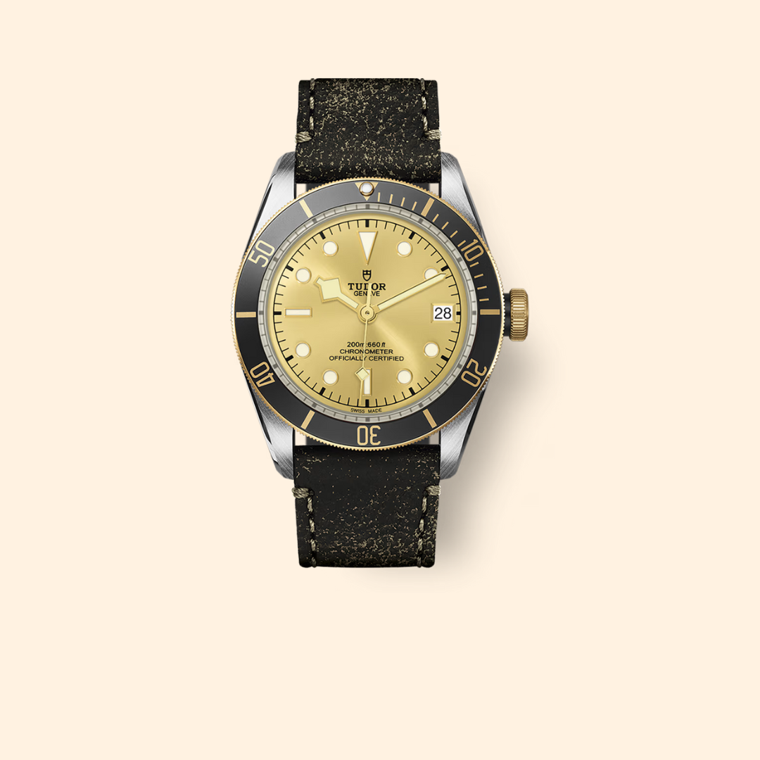 Tudor Black Bay S&G Ref M79733N 0003 Champagne Dial Aged Leather Strap 41mm
