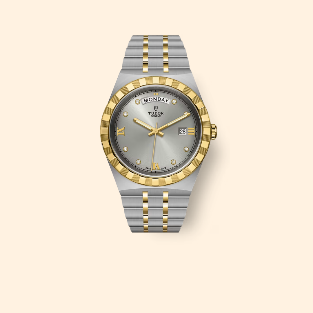 Tudor Royal M28603-0002 41mm Steel and Yellow Gold Diamond-set Silver Dial