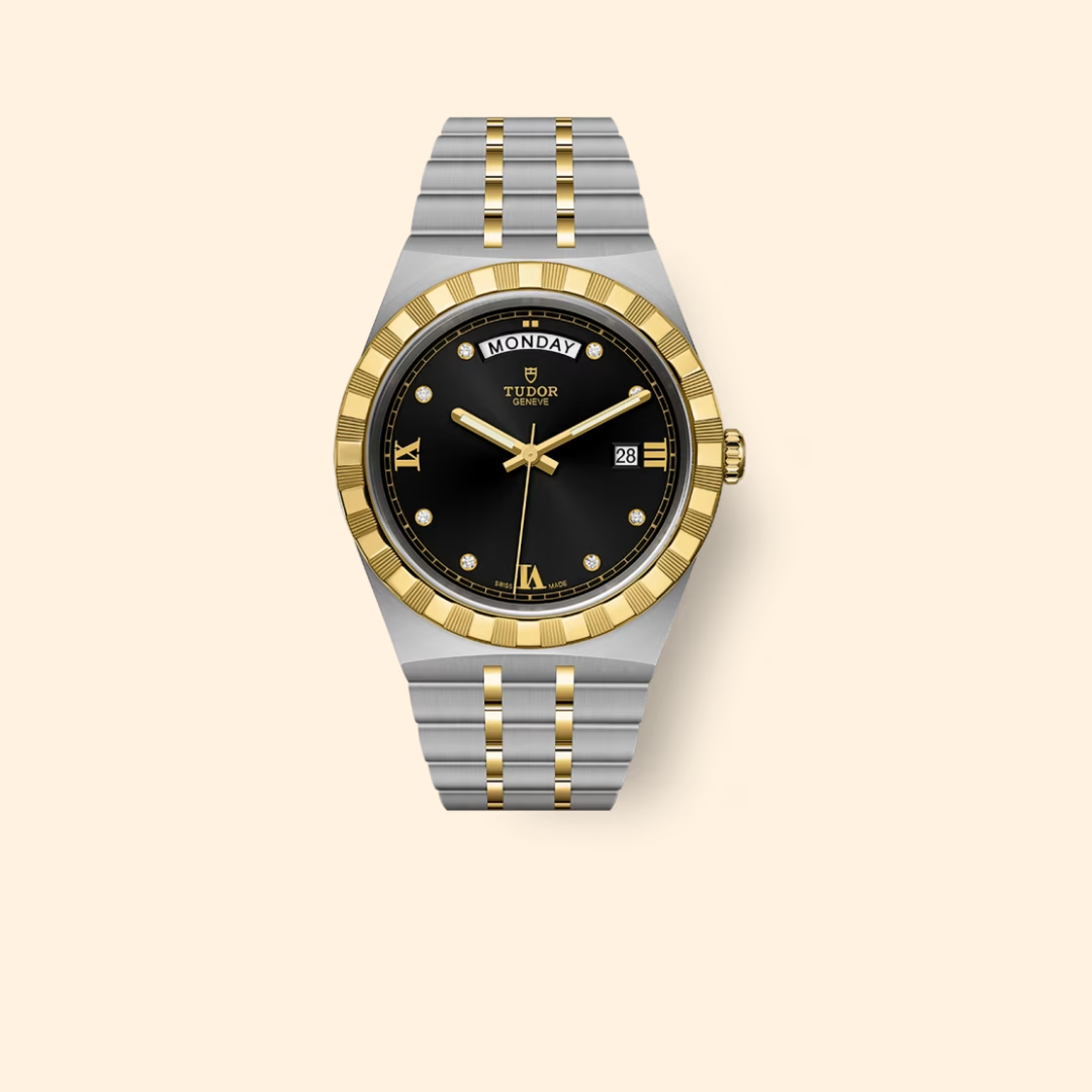 Tudor Royal M28603-0005 41mm Steel and Yellow Gold Black Diamond-Set Dial