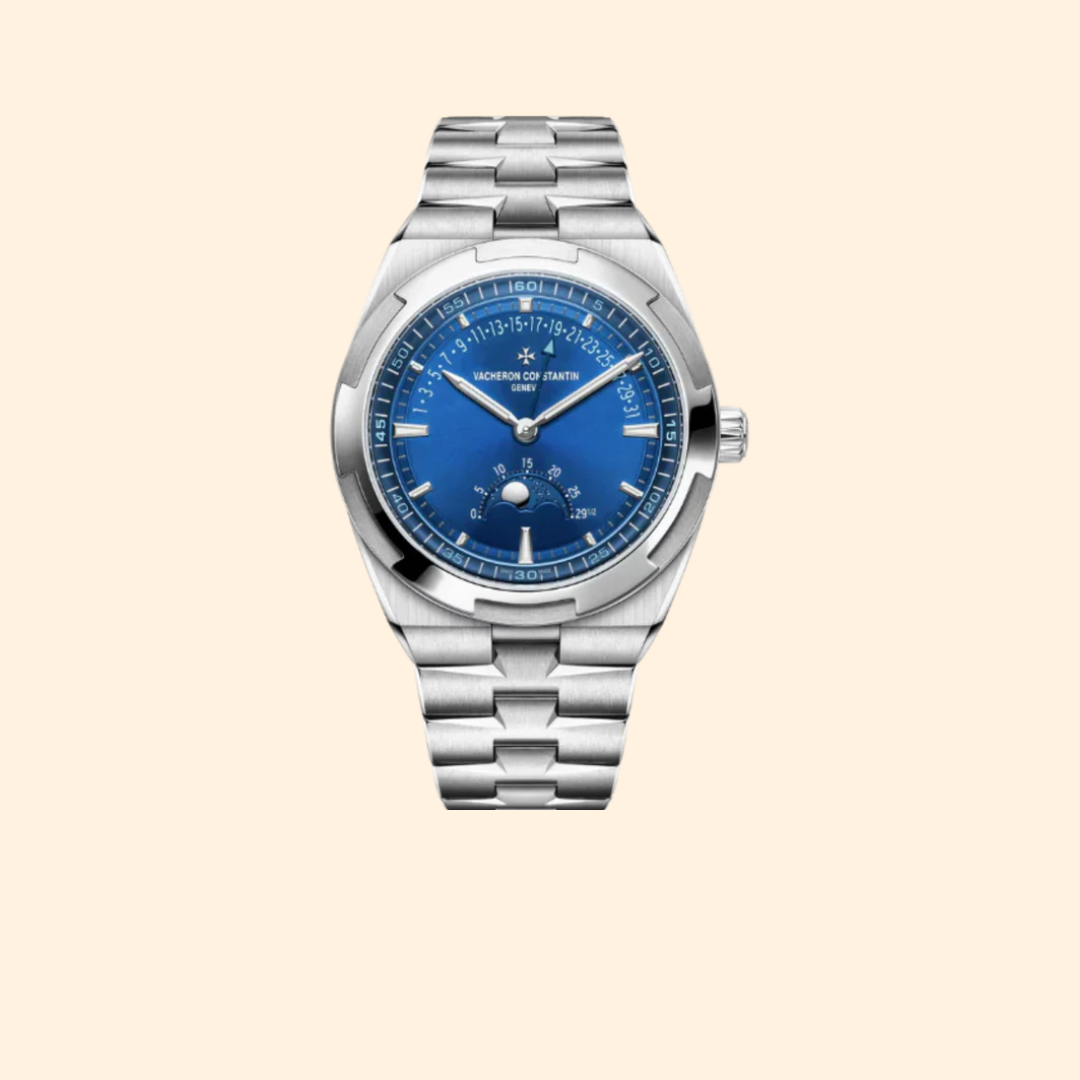Vacheron Constantin Overseas Moon Phase Retrograde Date 41 mm Stainless Steel with Blue Brass Dial