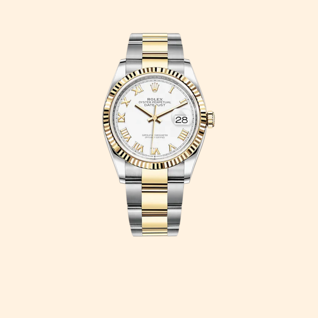Rolex Datejust 36 Ref. 126233 – Two Tone Oystersteel & Yellow Gold White Dial Domed Bezel on Oyster