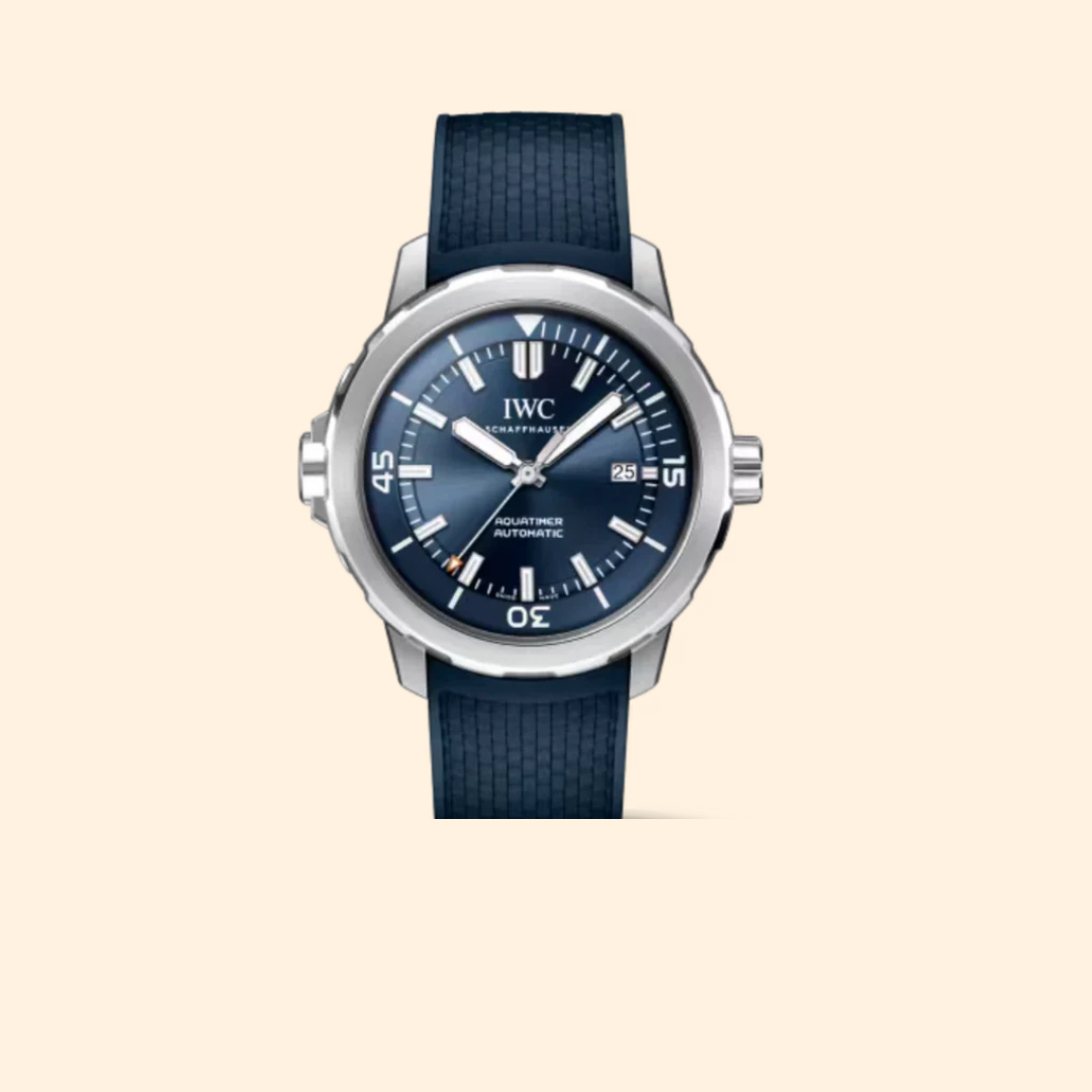 IWC Aquatimer Automatic Ref. IW329005 – 42mm Stainless Steel with Blue Dial on Blue Rubber Strap