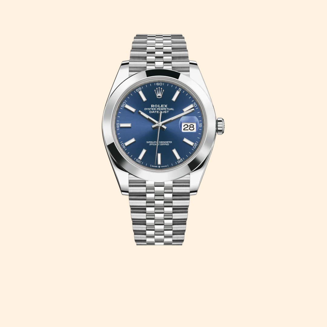 Rolex Datejust Ref. 126300 – Blue Stick Dial with Smooth Bezel on Jubilee