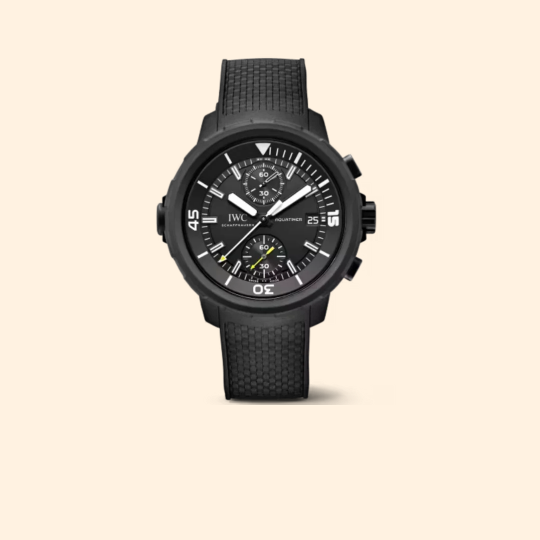 IWC Aquatimer Chronograph Edition “Galapagos Islands” Ref. IW379502 – 45mm Stainless Steel with Black Dial on Black Rubber Strap