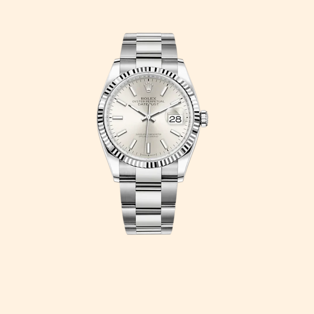 Rolex Datejust 36 Ref. 126234 – Oystersteel & White Gold Silver Dial Fluted Bezel on Oyster