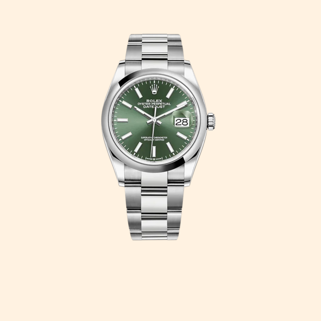 Rolex Datejust 36 Ref. 126200 – Mint Green Dial with Domed Bezel on Oyster Bracelet