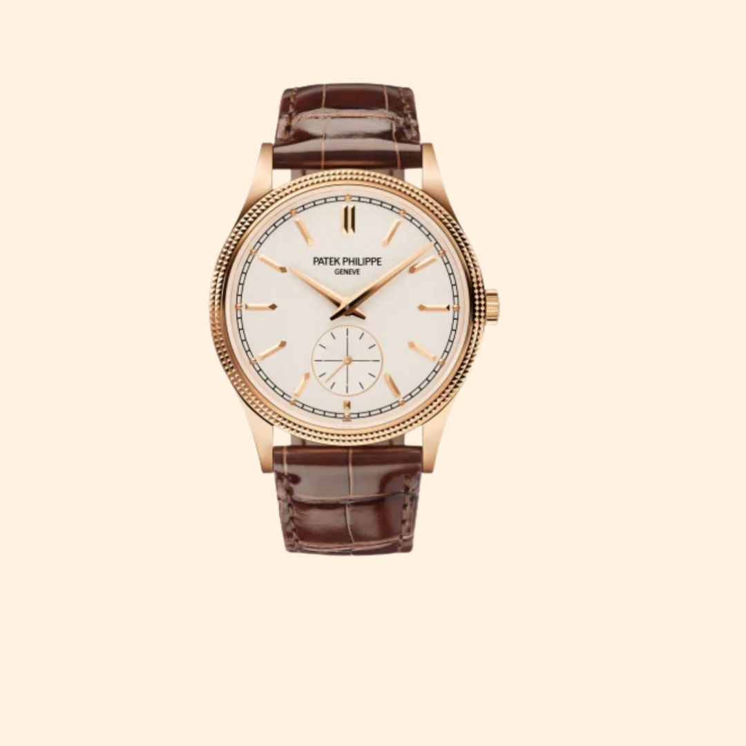 Patek Philippe Calatrava Ref. 6119R – 39mm Rose Gold with Silver Dial on Shiny Chocolate Brown Alligator Strap