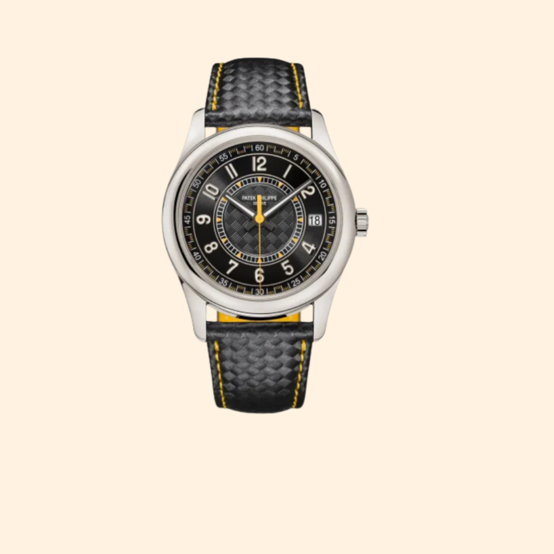 Patek Philippe Calatrava Ref. 6007G-001 – 40mm White Gold with Black Embossed Dial and Yellow Accents
