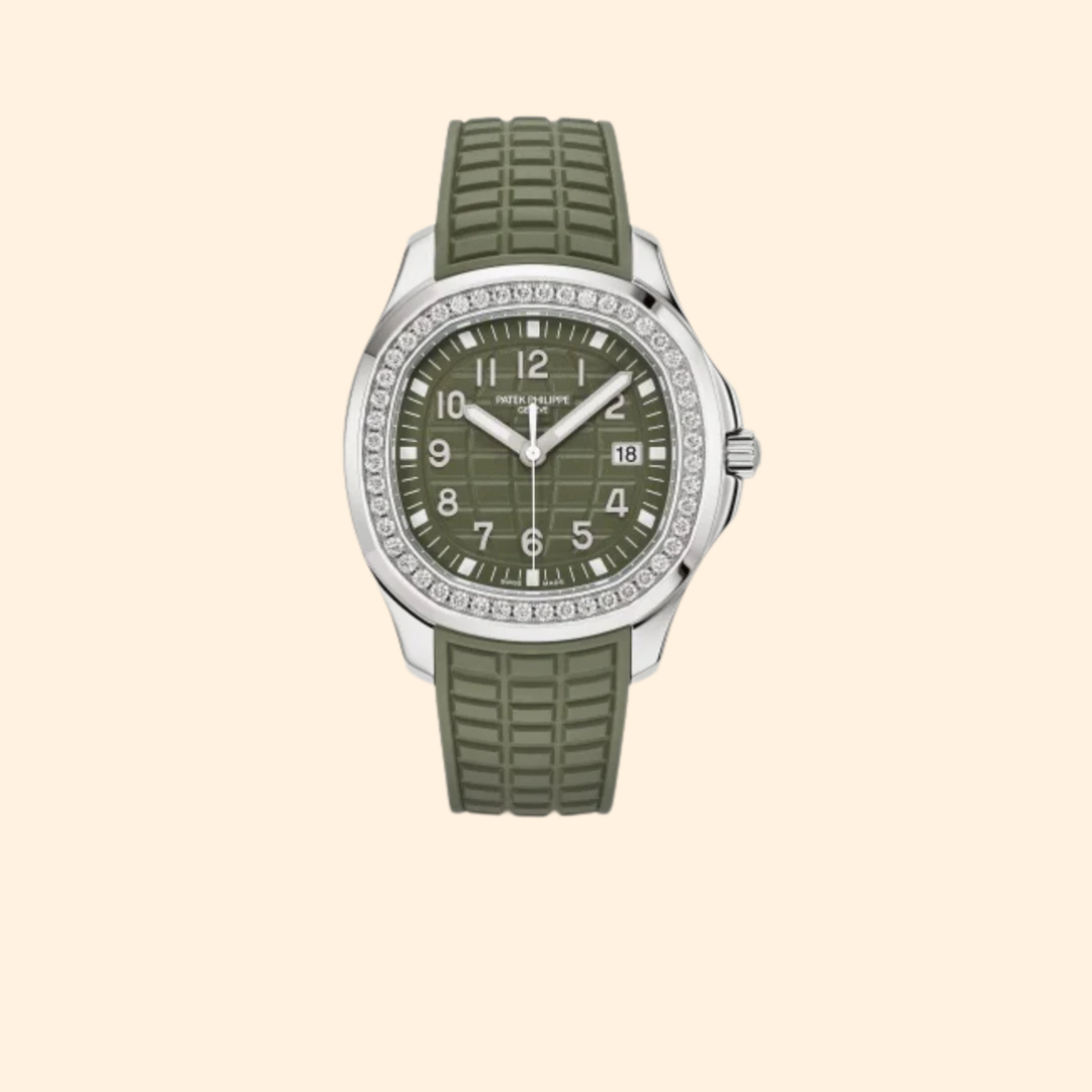 Patek Philippe Aquanaut Ref. 5267-200A-011 – 38.8mm Stainless Steel with Khaki Green Embossed Dial and Diamond-Set Bezel