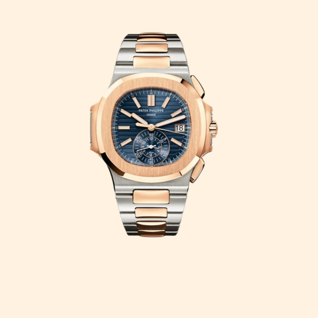 Patek Philippe Nautilus Ref. 5980/1AR 40.5 MM Steel Rose Gold Blue Sunburst Embossed Dial on Two-Tone Bracelet