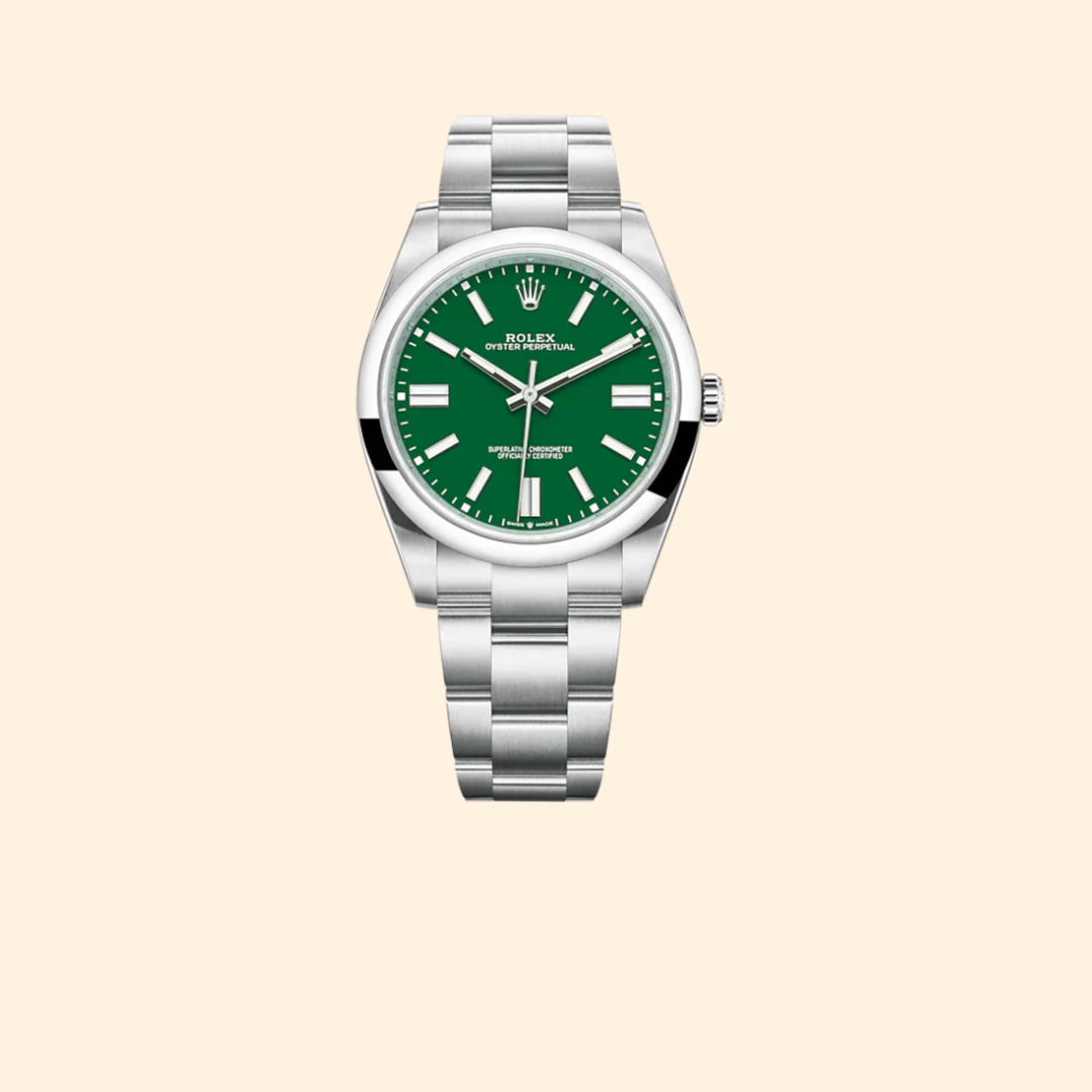 Rolex Oyster Perpetual Ref. 124300 41mm Green Dial – Oystersteel Domed Bezel