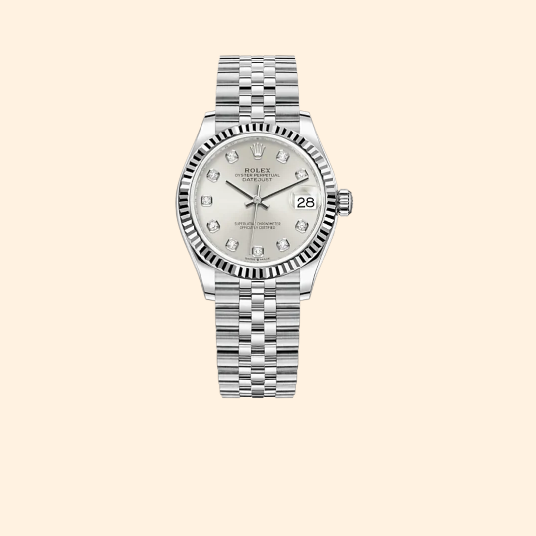 Rolex Datejust 31 Ref. 278274 31 mm Oystersteel and White Gold with Silver Diamond-Set Dial