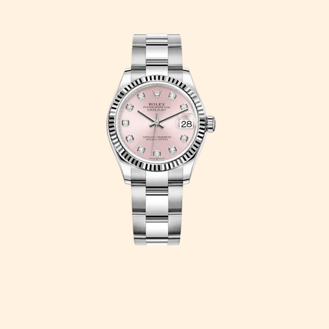 Rolex Datejust 31 Ref. 278274 31 mm Oystersteel and White Gold with Pink Diamond-Set Dial
