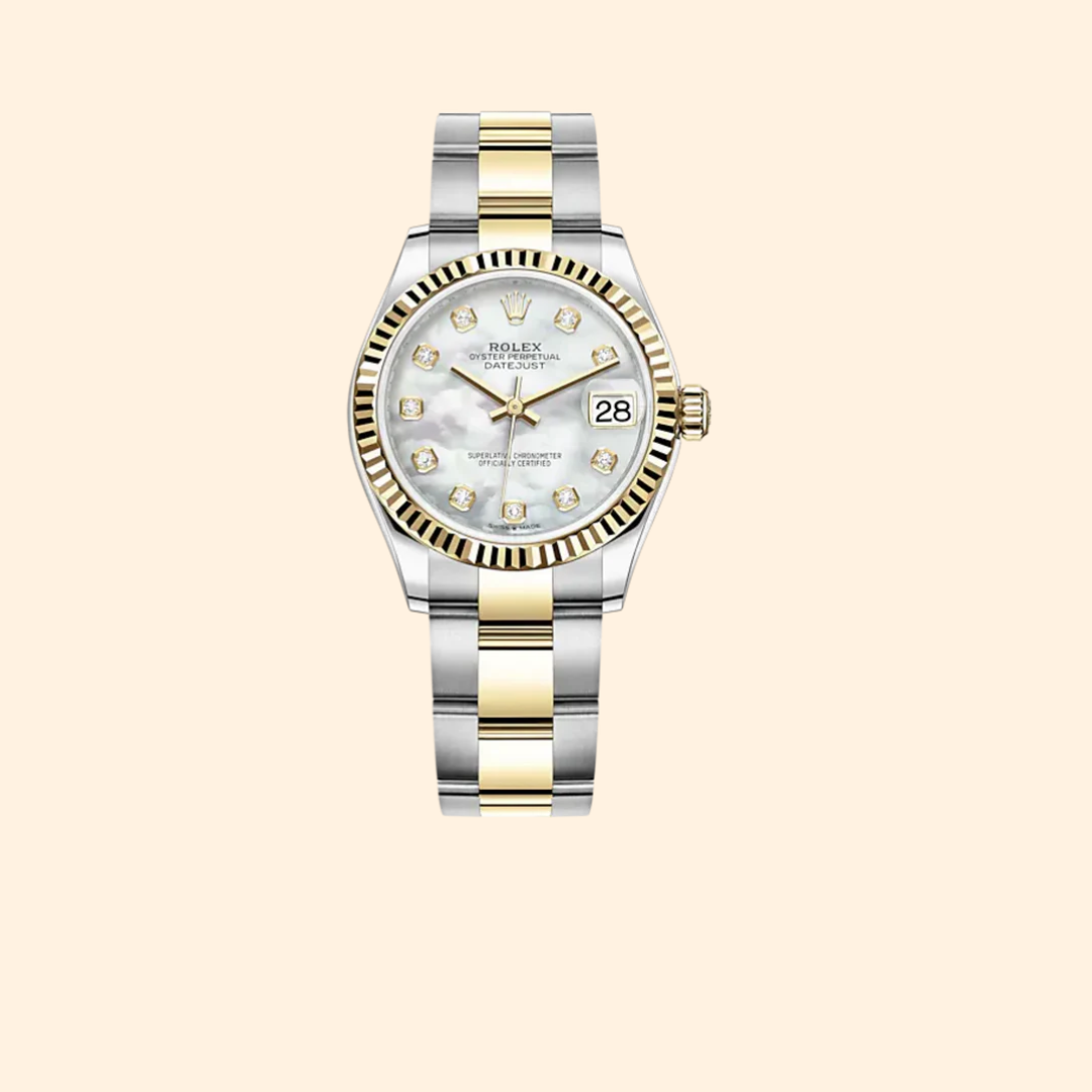 Rolex Datejust 31 Ref. 278273 31 mm Oystersteel and Yellow Gold with White Mother-of-Pearl Diamond-Set Dial