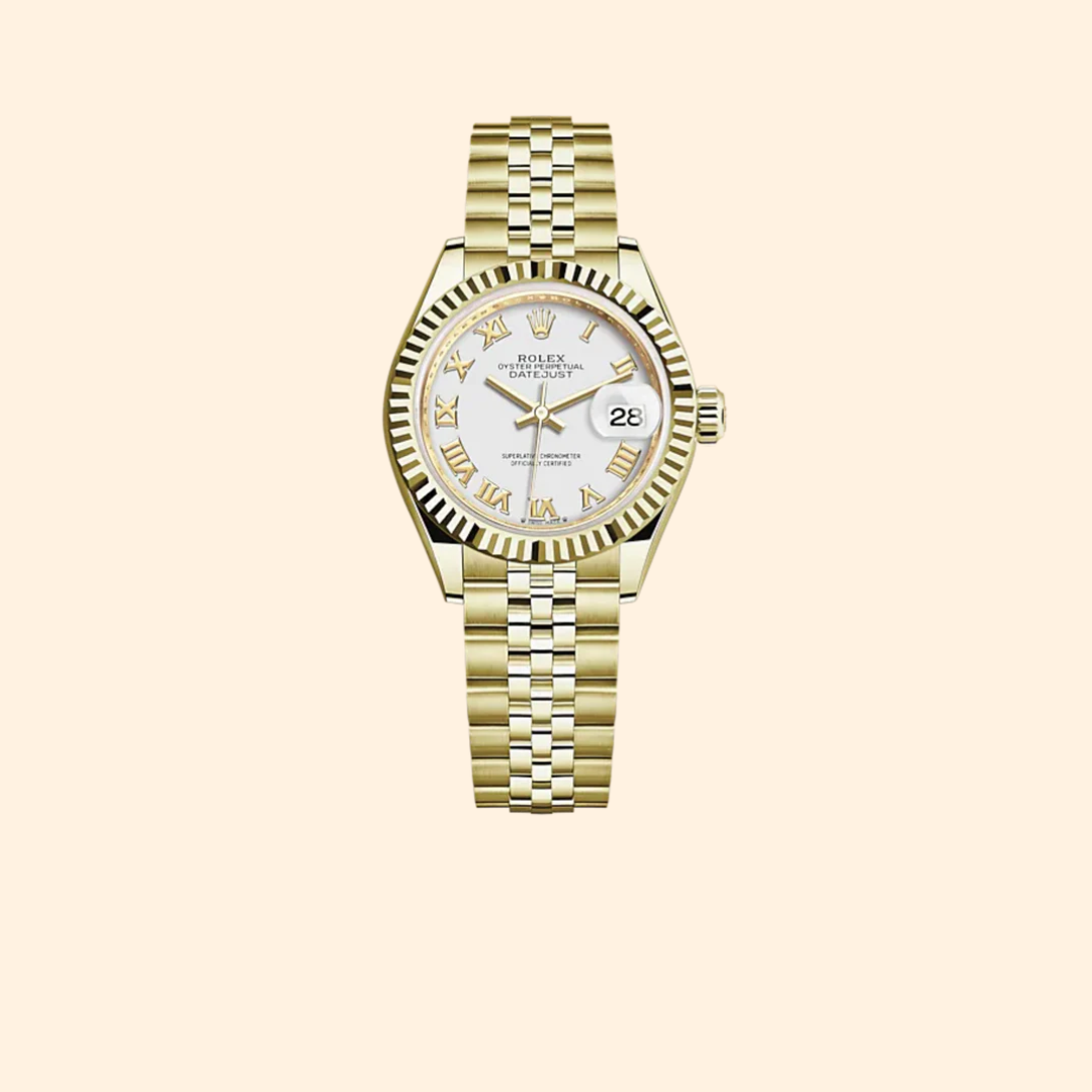 Rolex Lady-Datejust 279178 28 mm 18k Yellow Gold with White Dial