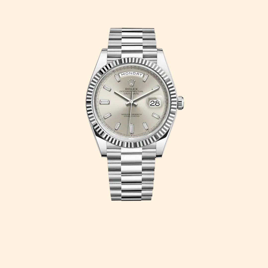 Rolex Day-Date Ref. 228236 White Gold Silver Diamond-Set Dial