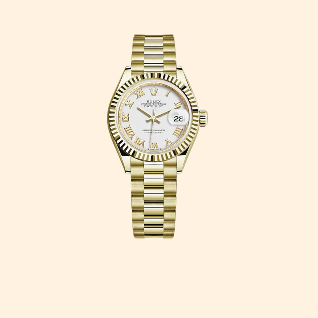 Rolex Lady-Datejust 279178 28 mm 18k Yellow Gold with White Dial