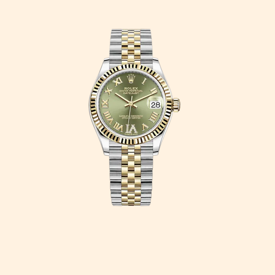 Rolex Datejust 31 Ref. 278273 31 mm Oystersteel and Yellow Gold with Olive-Green Diamond-Set Dial