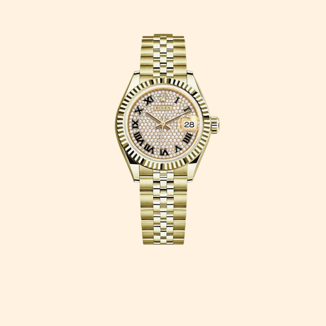 Rolex Lady-Datejust 279178 28 mm 18k Yellow Gold with Diamond-Paved Dial