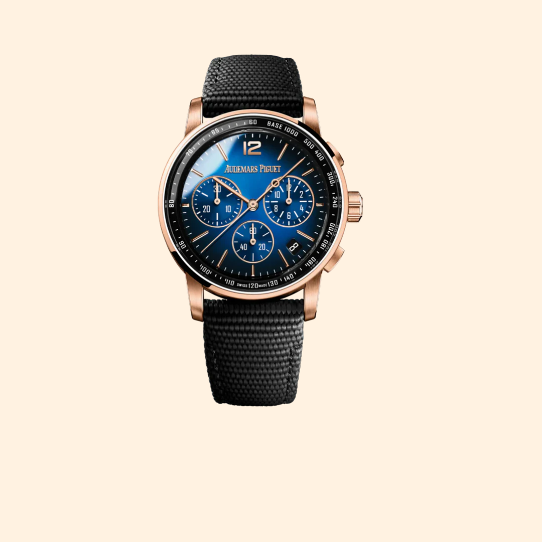 Audemars Piguet Code 11.59 Ref. 26393OR.OO.A002KB.03 41 mm Rose Gold with Blue Chronograph Dial