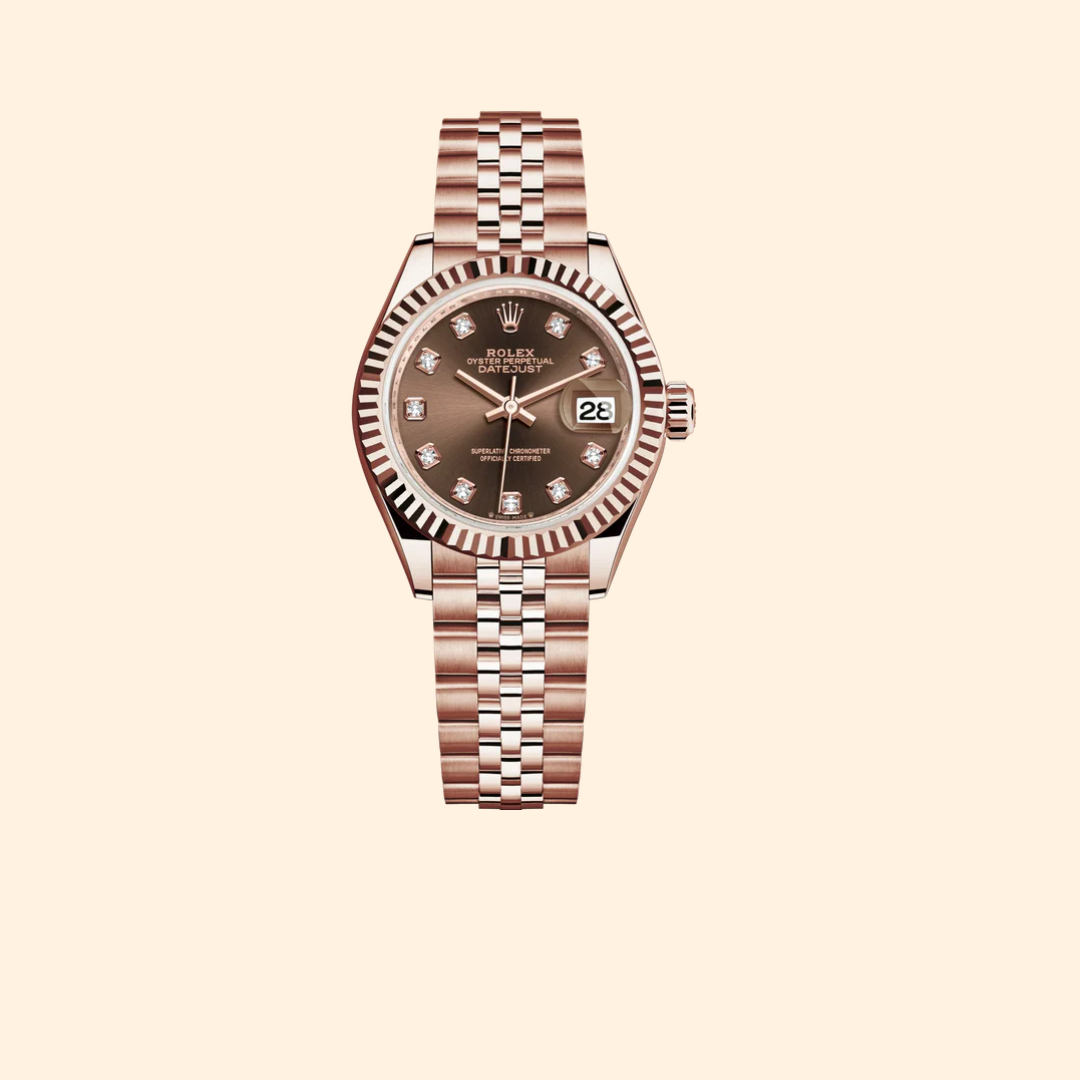 Rolex Lady-Datejust 279175 28 mm 18k Everose Gold with Chocolate Diamond-Set Dial