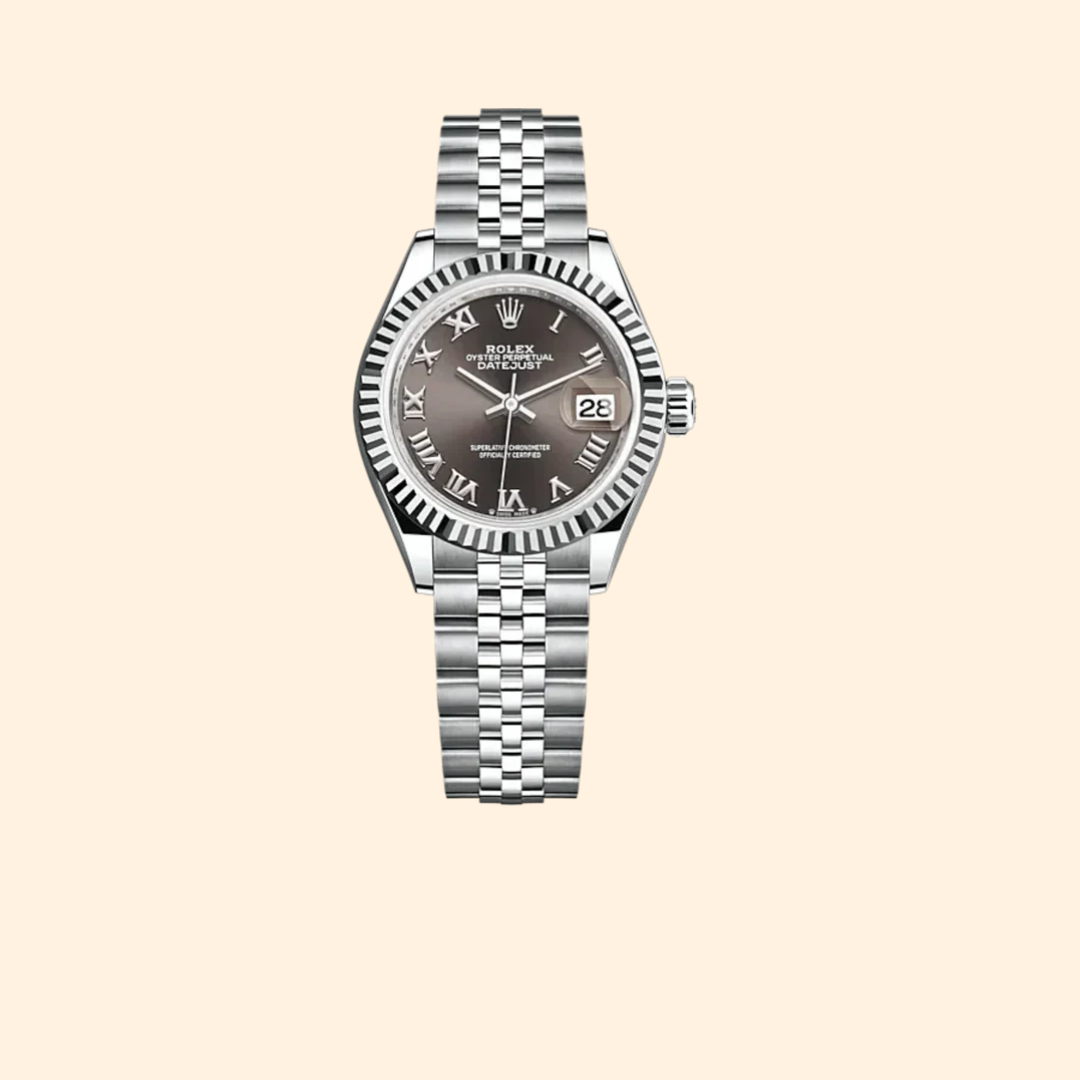Rolex Lady-Datejust Ref. 279174 28 mm White Gold and Oystersteel with Dark Grey Dial and Fluted Bezel