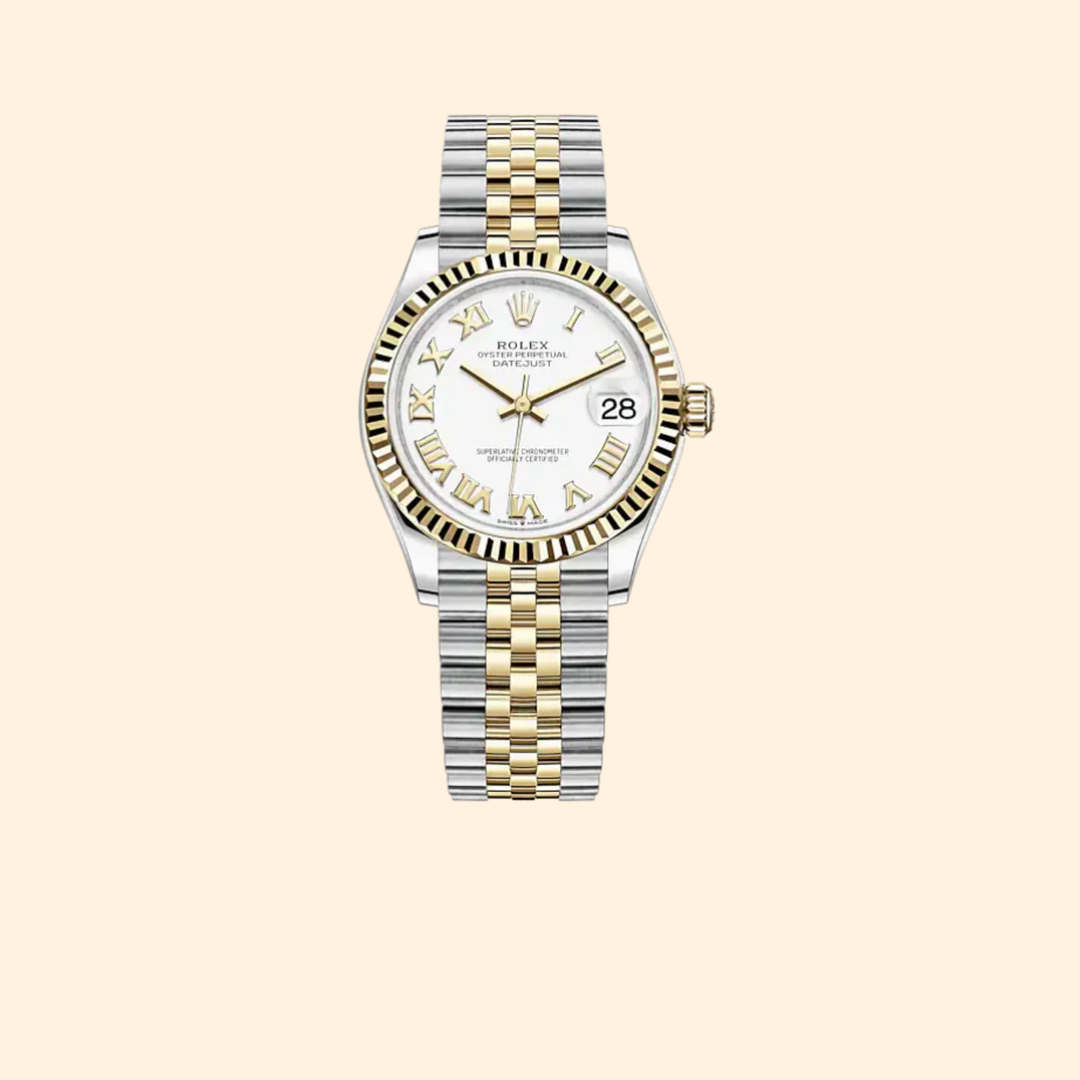 Rolex Datejust 31 Ref. 278273 31 mm Yellow Gold & Oystersteel with White Dial Fluted Bezel