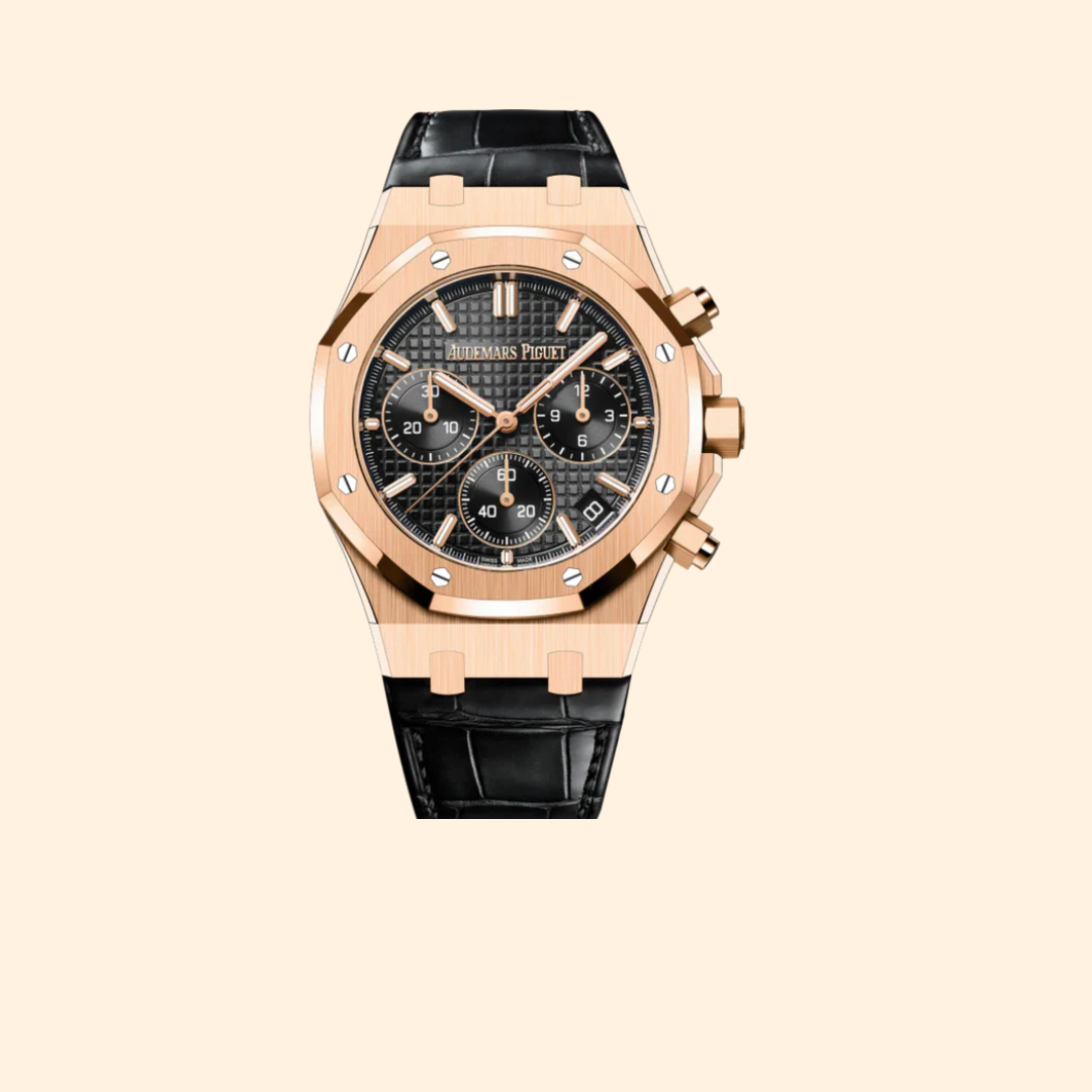 Audemars Piguet Royal Oak Chronograph Ref. 26240OR.OO.D002CR.02 41MM Rose Gold Black Dial on Black Alligator Strap