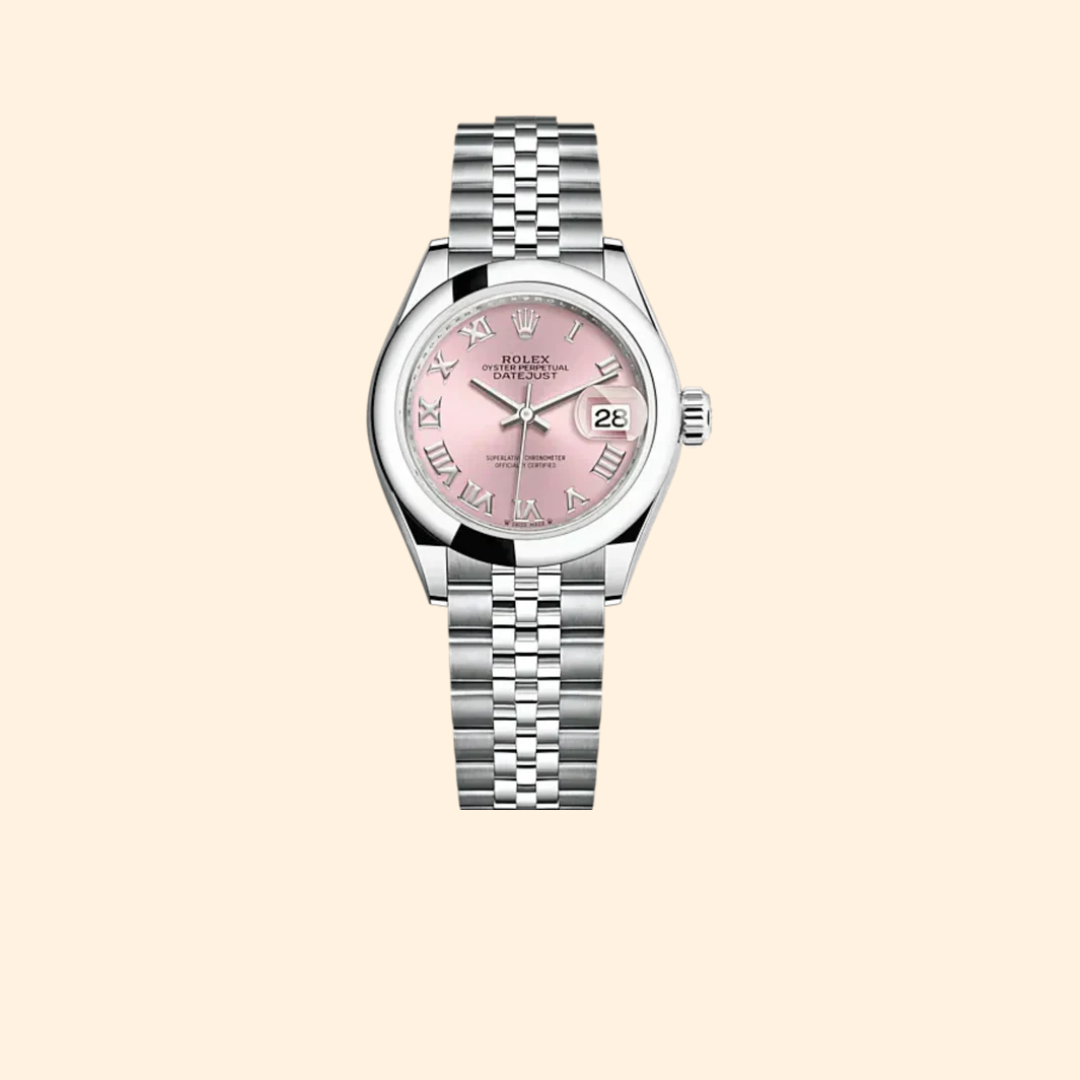 Rolex Lady-Datejust Ref. 279160 28 mm Oystersteel with Pink Dial and Domed Bezel